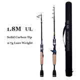 Fishing Rod Carbon Telescopic UL Fishing Rod 1.8m Ultralight Portable Travel equipment Spinning Casting Rods with Rod Bag