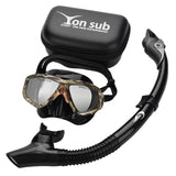 Yon Sub 2 Pcs Professional Diving Mask Snorkel Anti-Fog Goggles Glasses Set Eye Protector  Blue &amp; Camouflage