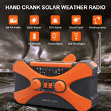 10000mAh Emergency Weather Radio Dual Speaker Rechargeable Solar Hand Crank Battery Operated SOS AlarmAM/FM Reading Light