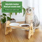 Pet Bowl For Cats and Small Dogs Puppy Cat Dog Food  Water Bowl Wooden Stand Feeder Raised Ceramic Dish Pet Products Supplies