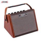 AROMA AG-15A 15W Portable Acoustic Guitar Amplifier Amp BT Speaker Built-in Rechargeable Battery with Microphone Interface New
