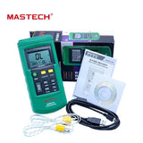 MASTECH MS6514 Dual Channel Digital Thermometer Temperature Logger Tester USB Interface 1000 Sets Data KJTERSN Thermocouple
