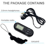 Mini Digital FM Radio with 3.5mm Earphone Jack Earphone Lanyard Portable Digital FM Radio for Elderly Sports Outdoor Music Enter