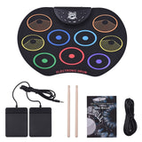 Portable Roll Up Drum Set Electronic Drum Kit 9 Silicon Drum Pads USB Powered with Drumsticks Foot Pedals for Kids