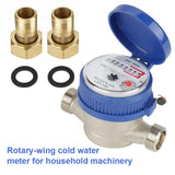 Garden Home Kitchen Universal Smart 15mm 1/2inch Cold Water Meter Rotary Counter Flow Measure Tap Clear Readings Digital Display