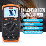 NJTY Digital Capacitance Meter with LCD Backlight 600pF to 100mF 6000 Counts Capacitor Tester Kit with Crocodile Clips 0.2A Fuse