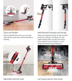 MOOSOO K17 23Kpa Cordless Stick Vacuum Cleaner Strong Suction 200W Brushless Moter with Telescopic Tube for Pet Hair Carpet Cars