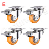 4Pcs/Set Swivel Furniture Caster 1.5 inch Heavy Duty 120kg Orange Swivel Castor Wheels Trolley Ultra Quiet Nylon Castor Wheels