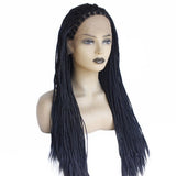 Factory Wholesale Chemical Fiber Front Lace Wig European and American Ladies Black Braid Wig Synthetic Wigs One Piece Dropshipping