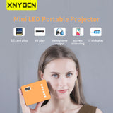 Xnyocn 2020 New HD Mini Projector 16.7M Audio Portable Projector Home Media Player Video Home Cinema 3D Movie Game Proyector