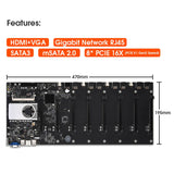 Riserless Mining Motherboard 8 GPU Bitcoin Crypto Etherum Mining Support 1066/1333/1600MHz