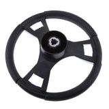 350mm 3/4'' Steering Wheel with Polished Chromed Spokes for Marine Boat Yacht Aluminum alloy spokes Black Grip