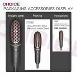 Hair Straightening Brush Compact Beard Straightener for Men Beard Straightening Heat Brush Comb Ionic LED Display Ionic Hot Heat