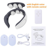 6 Head Neck Massager with Remote control English voice massage Infrared Heating Pulse Neck and Back Massager Head Massager Gift