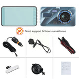 24H Dash Cam Black Box In Car DVR Camera Video Recorder Lens Recorder HD Rear Box Mirror Dual Black Video View Recording Cy H4B3