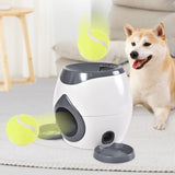 Tennis Launcher Pet Dog Feeding Interactive Toy Automatic Throwing Machine for Food Reward with 2 Balls Slow Feeder for Dogs