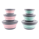 Hot Sale 3pcs Folding Bowl Outdoor Camping Tableware Sets Lunch Box Portable Salad Bowls with Lid for Hiking Cooking Supplies