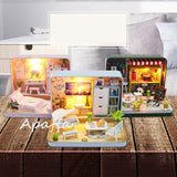Box Theatre Diy Wooden House for Dolls Miniature Home 13 Styles Nostalgic Theme Doll House Furniture Accessories Toys for Kids
