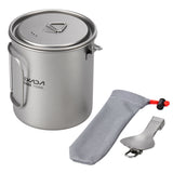 Lixada Lightweight Titanium 750ml Pot with Folding Spork for Outdoor cookware tableware Hiking Backpacking Camping supplies
