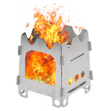 Lixada Titanium Outdoor Camping Stove Portable Ultralight Folding Wood Stove Pocket Stove Camping Fishing Hiking Equipment