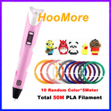 Hot 3D Pen DIY Printer Pen LED Painting PLA Filament Children Printing Pens For Designer Kids Drawing Pen Gifts Educational Toys