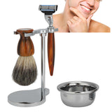 4pcs Men Razor Shaving Holder Kit Traditional Manual Razor Shaving Brush Soap Bowl Shaving Holder Set