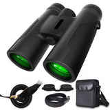 12x42 HD High Power Binoculars BAK4 Prism Multi-layer Green Coating Portable Telescope Outdoor Camping