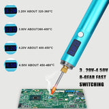 USB High-Power Fast Heat Wireless Soldering Iron Rechargeable Soldering Iron Temperature Adjustment with LED Display B C K-type