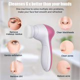 Electric Facial Cleaning Brush Multifunction Device Sonic Face Cleansing Brush Deep Cleaning Pore Skin Care Face Massage Brush