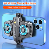 K4 Mobile Phone Radiator With Smartphone Temperature Display Dual Cooling Fan PUBG Gamer Phone Cooler For iPhone Samsung Xiaomi