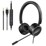 New Bee H360 3.5mm/USB Wired Telephone Headset Call Center Earphone with Mic On Ear Computer Headphone Volume Control Headset