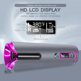 Professional Spin N Curl Auto Hair Curler LCD Display USB Rechargeable Spiral Curls Curling Iron Automatic Wireless Hair Curler