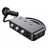 12-24V Cigarette Lighter Splitter QC3.0 + 3-Port USB Car Charger with ON-Off Switch LED Display Voltag for All Phone and PC