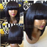 Bob head wig women black short straight hair bob head chemical fiber wig