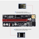 5PCS PCI-E Riser VER009S Plus GPU PCIE Card PCI E X16 to X1PCI Express Adapter Card 6Pin to SATA USB3.0 with LED Lights