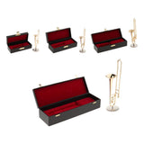 Mini Musical Instrument Model Miniature Trombone with Box for 1/4 1/6 1/8 1/12 Dollhouse Accessories
