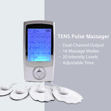 Massager Dual-Channel TENS Unit Rechargeable Muscle Stimulator Portable 16-Mode Electric Pulse Massager with 20 Strength Levels