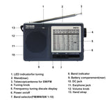 R-9012 FM/AM/SW Radio 12 Bands Portable Receiver Radio High Sensitivity Selectivity Low Noise FM/AM/SW Radio