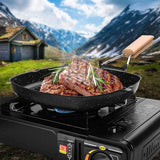 Outdoor Camping Cookware Frying Pan Grilling Pan with Folding Handle, Cooking Kitchenware for Outdoor Hiking and Picnic