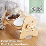 Pet Bowl For Cats and Small Dogs Puppy Cat Dog Food  Water Bowl Wooden Stand Feeder Raised Ceramic Dish Pet Products Supplies