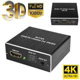 Universal 3D HDMI Stereo Audio Extractor Converter 4K * 2K HDMI To HDMI + Optical SPDIF 3.5mm HDMI Converter Splitter Black