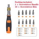 10 In 1 Ratchet Screwdriver S2 Alloy Steel Compact 190*30mm Multi-Angle Screwdriver Professional Portable Hardware Hand Tools