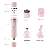 4 In 1 Electric Body Epilator Eyebrow Trimmer Facial Hair Removal for Women Bikini Intimate Area Hair Shaver Razor Painless