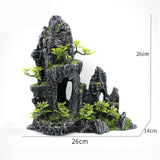 Fish Tank Landscape Decoration Artificial Resin Rockery Aquarium Decor Ornament Fake Tree Jungle Bird House Aquarium Accessories