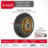 1 Pc 4 Inch Rubber Medium Caster Gold-Plated /Humvee/ TPR Silent Wheel Universal Trolley Industrial Trailer Single
