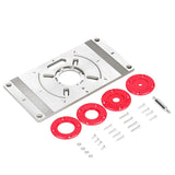Aluminum Alloy Router Table Insert Plate Trimming Machine 2 Scales Printed Engraving Tool Flip Board with 4Rings for Woodworking