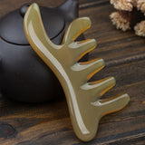 Natural Yak Horn Wide Tooth Comb Head Meridian Scalp Massage Comb Facial Eye Skin Care Acupuncture Gua Sha Spa Beauty Tool