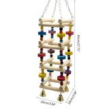 Wooden Bird Parrot Swing Ladder Toys Hanging Bird Chewing Climbing Stand Perch with Bell Playground Colorful Bite Blocks Toy C42