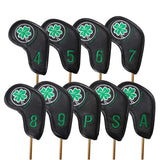 9 Pcs/Set  Golf Iron Cover PU Leather Golf Iron Headcover Waterproof Four Leaf Clover Magic Tape Golf Iron Set Drop Ship