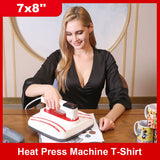 7x8'' Heat Press Machine T-Shirt Printing Easy Heating Transfer Press Iron  Machines for Baby Clothes Bags Hats Case